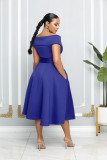 Solid Color Side Zipper Sleeveless Big Swing Dress(with waist belt) MIL-L372