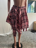 Plus Size Plaid Casual Irregular Skirt SHA-86310