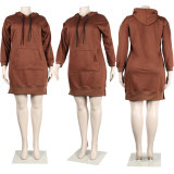 Casual Solid Color Hooded Sweatshirt Dress NY-2588