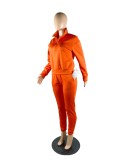 Solid Plush Pullover And Pant Casual Sports Suit WUM-22120
