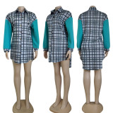 Fashion Plaid Splicing Shirt Dress GYSF-7146