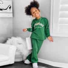 Kids Letter Print Hooded Sweatshirt And Pant Two Piece Set GMYF-Y6205