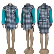 Plush Sleeve Patchwork Plaid Shirt  CY-7146