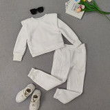 Kids Solid Color Sport Sweatshirt Two Piece Pant Set GMYF-Y6206