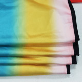 Rainbow Striped Print Waist Belt Jumpsuit  XHSY-19497