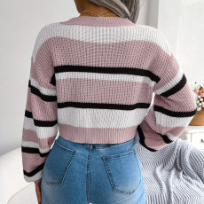 Casual Striped Long Sleeve Knitted Sweater GBJS-1179