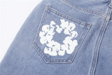 Denim Daisy Print High-waisted Slim Jeans DLSF-20843