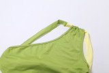 Slash Shoulder Neck Crop Tops And Irregular Skirt 2 Piece Set DLSF-21449