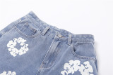 Denim Daisy Print High-waisted Slim Jeans DLSF-20843