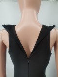 Solid Color Vest Dress And Crop Coat Two Piece Set YIM-285