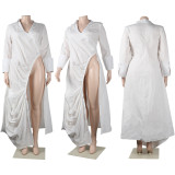 Plus Size Fashion Long Sleeve Irregular Maxi Dress NY-10332