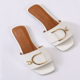 Plus Size Casual Metal Decoration Flat Slippers TWZX-318