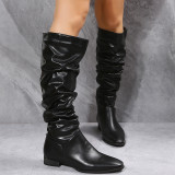Low Heel PU Leather Long Boots TWZX-866-2