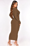 Deep V Neck Hollow Out Slim Maxi Dress ME-8251