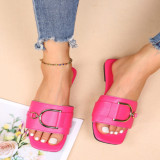 Plus Size Casual Metal Decoration Flat Slippers TWZX-318