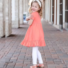 Kids Girls Solid Color Sleeveless Ruffles Dress GMYF-Y6065