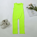 Kids Girls Fashion Sleeveless Solid Color Jumpsuit GMYF-Y6031