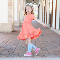 Kids Girls Solid Color Sleeveless Ruffles Dress GMYF-Y6065