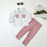 Kids Girls Fashion Sequin Shirt Pant 2 Piece Set GMYF-Y0078
