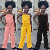 Kids Girls Solid Sling Loose Jumpsuit GMYF-Y0110