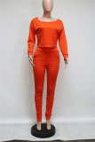 Solid Color Long Sleeve Tops And Ruched Pant Two Piece Set ME-Q657