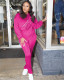 Solid Zipper Long Sleeve Pant Sport Two Piece Set OY-6395