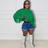 Plus Size Fashion Knited Tassel Sweater Tops NYF-8001