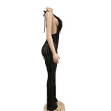 Sexy Sequin Mesh Backless Tassel Jumpsuit BY-6086