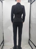 Solid Full Sleeve Blazer  Coat And Pants 2 Piece Suits (With Belt) TK-62010