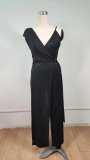 Solid Color Sleeveless Loose Jumpsuit WY-6907