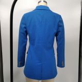 Solid Color Double-Breasted Slim Blazer Coat XMY-9395