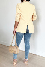 Solid Long Sleeve Button Blazer Coat BGN-0007