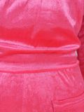 Plus Size Solid Color Velvet Hooded Pants Two Piece Set YD-8675