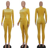 Velvet Solid Color Skinny Jumpsuit YD-8679