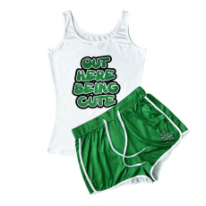 Casual Sports Print Tank Top And Shorts Two Piece Set SHD-9415