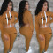 Solid Color Long Sleeve Hooded And Pant Two Piece Set YUF-10001