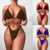 Sexy Bikini Solid Color Swimsuit Two Piece Set CSYZ-B512W