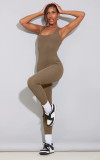 Solid Color Sleeveless Skinny Yoga Jumpsuit MZ-2771