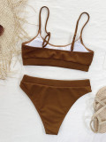 Sexy Solid Color Swimsuit Two Piece Set CSYZ-B178W
