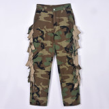 Camo Print Tassel Pockets Casual Pant GBTF-9039