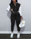 Sports Casual Color Block Long Sleeve Baseball And Pants Suit GQYD-D8879