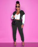 Casual Patchwork Bassball Jackets Two Piece Pants Set NYMF-5052