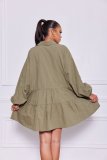 Casual Long Sleeve Big Swing Shirt Dress YUF-10013