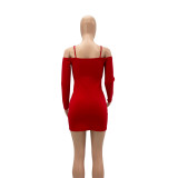 Sexy Sling Long Sleeve Slim Mini Dress GYLY-9968