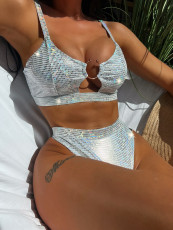 Sexy Solid Color Shiny Bikinis Two Piece Set CSYZ-581W