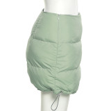 Stand Collar Warm Short Down Jacket Skirt 2 Piece Set GYME-22834