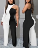 Fashion Print Single Shoulder Sleeve Jumpsuit GSRX-3012