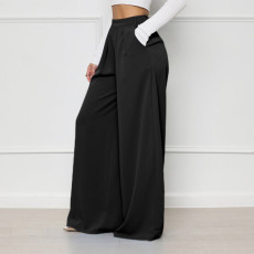 Plus Size Solid Color Loose Wide Leg Pant SH-390443