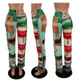 Fashion Loose Colorful Pattern Tassel Pants YMT-6331