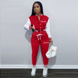 Color Blocking Single-breasted Bassball Jackets Sport Suit TK-6271